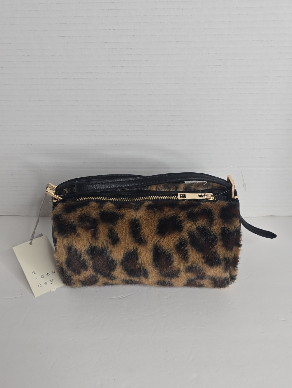 A New Day Faux Fur Leopard Print Shoulder Handbag
